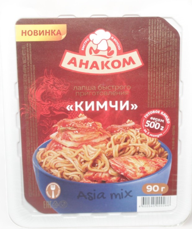 Лапша быстрого приготовления АНАКОМ "Asia mix" со вкусом кимчи 90 г