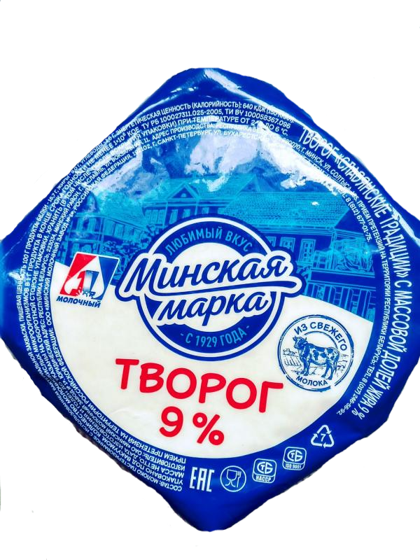 Творог МИНСКАЯ МАРКА 355 г 9% ШАЙБА