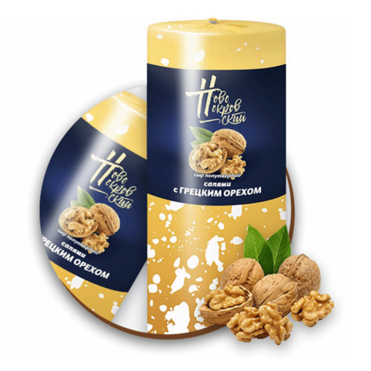 Сыр НОВОПОКРОВСКИЙ "Салями"с грецким орехом 1 кг 45%