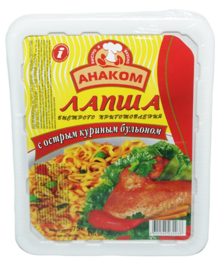 Лапша АНАКОМ с острым куриным бульоном лоток 90 г